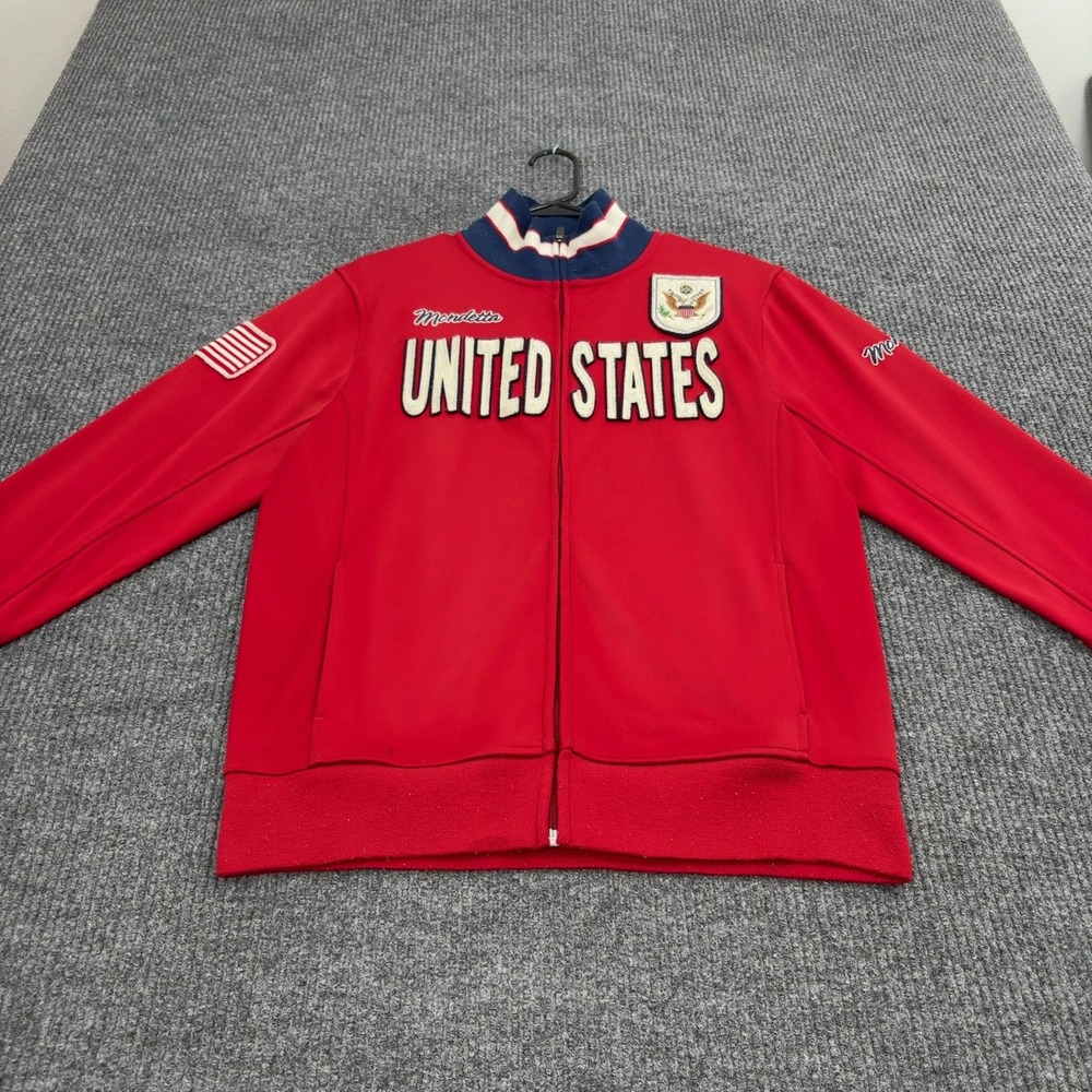 United States Mondetta Track Jacket Mens M Red Polyester Mock Neck Sportswear